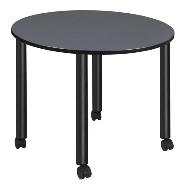 Regency Kee Mobile Tables, 48 W, 48 L, 29 H, Wood, Metal Top, Grey - TBMC48RNDGYBK