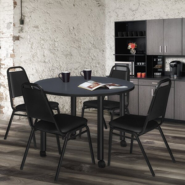 Regency Kee Mobile Tables, 48 W, 48 L, 29 H, Wood, Metal Top, Grey - TBMC48RNDGYBK