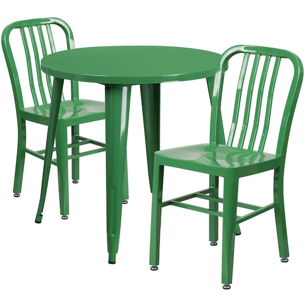 Flash Furniture Green Metal Set, 30RD - CH-51090TH-2-18VRT-GN-GG