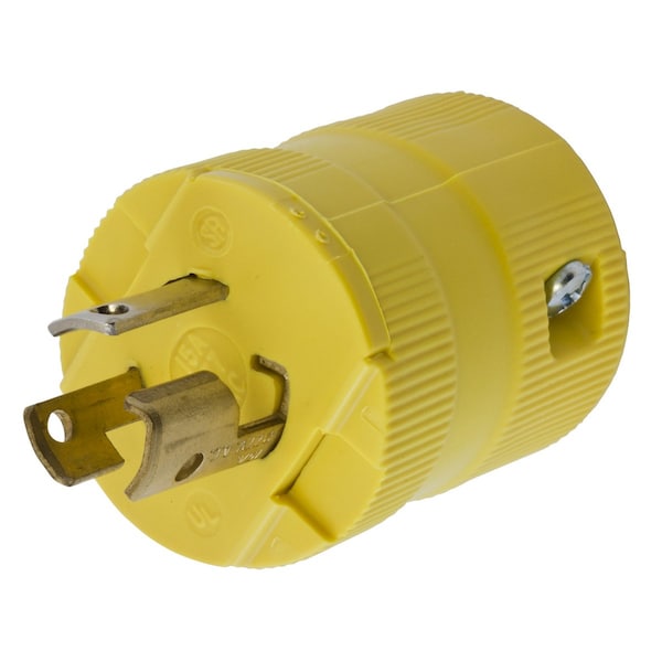 Hubbell Wiring Device-Kellems Locking Devices, Twist-Lock®, Valise, Male Plug, 15A 125V, 2-Pole 3-Wire Grounding, L5-15P, Screw Terminal, Yellow - HBL4723VY