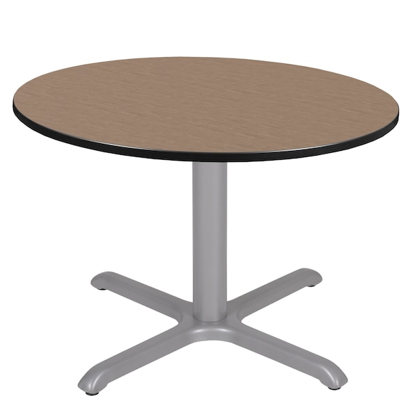 Regency Round Cain Large X-Base Breakroom Table, 48 in W, 48 in L, Noble Oak - TB48RNDNOGY