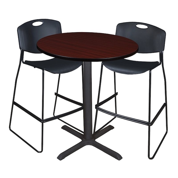 Cain Round Tables > Breakroom Tables > Cain CafÃ© Table & Chair Sets, 36 W, 36 L, 42 H, Mahogany - TCB36RNDMH4495BK