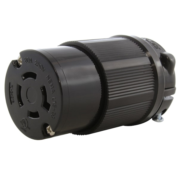 Ac Works L15-20R 20A 250V 3-Phase 4-Prong Locking Female Connector with UL, C-UL in Black - ASL1520R-BK