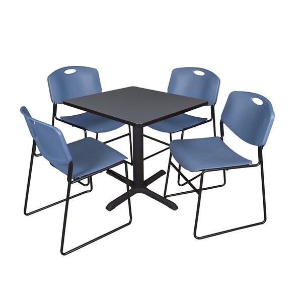 Cain Square Tables > Breakroom Tables > Cain Square Table & Chair Sets, Wood|Metal|Polypropylene Top - TB3030GY44BE