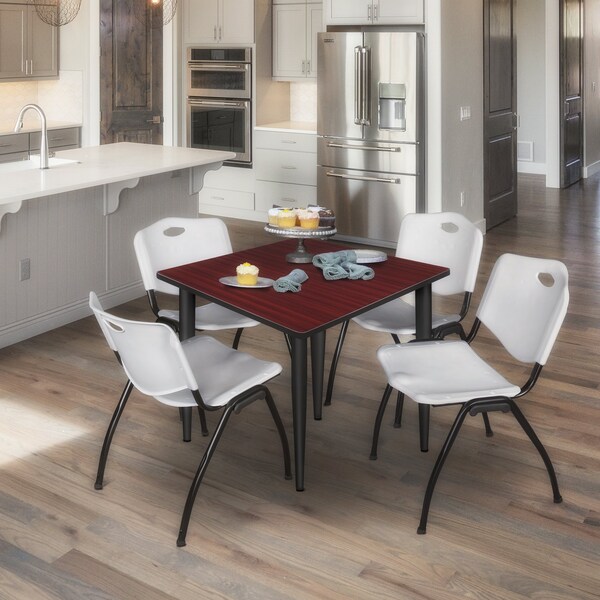 Regency Kahlo Square Table & Chair Sets, 42 W, 42 L, 29 H, Wood, Metal, Plastic Top, Mahogany - TPL4242MHBK47GY