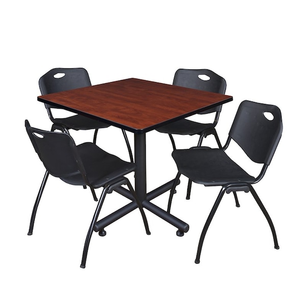 Kobe Square Tables > Breakroom Tables > Kobe Square Table & Chair Sets, Wood|Metal|Plastic Top, Cherry - TKB3636CH47BK