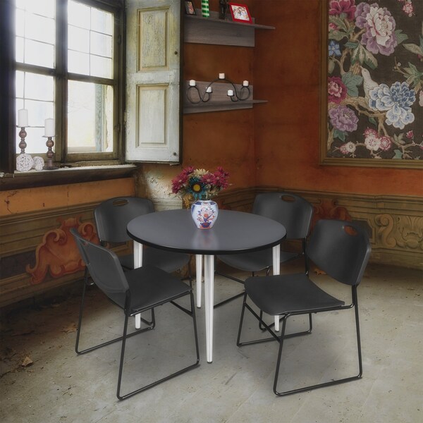 Regency Kahlo Round Table & Chair Sets, 42 W, 42 L, 29 H, Wood, Metal, Polypropylene Top, Grey - TPL42RNDGYCM44BK