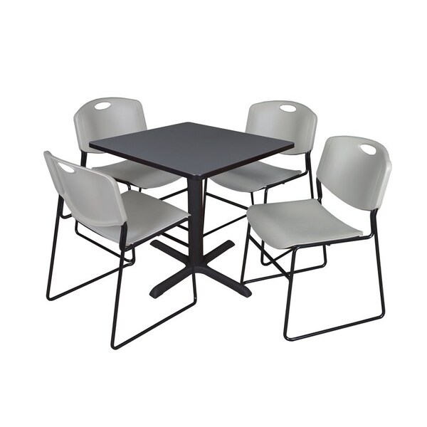 Cain Square Tables > Breakroom Tables > Cain Square Table & Chair Sets, Wood|Metal|Polypropylene Top - TB3030GY44GY