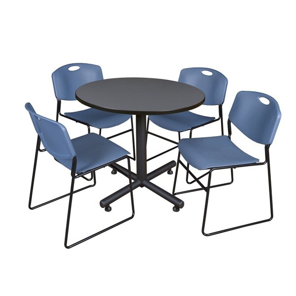 Kobe Round Tables > Breakroom Tables > Kobe Round Table & Chair Sets, Wood|Metal|Polypropylene Top, Grey - TKB36RNDGY44BE