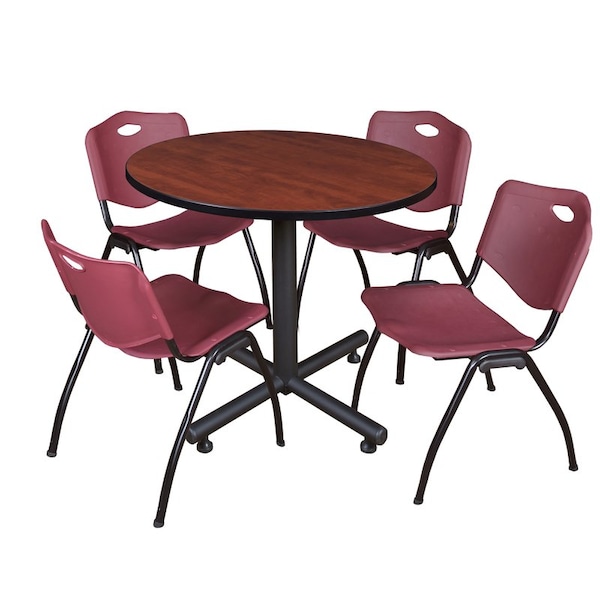 Kobe Round Tables > Breakroom Tables > Kobe Round Table & Chair Sets, Wood|Metal|Plastic Top, Cherry - TKB36RNDCH47BY