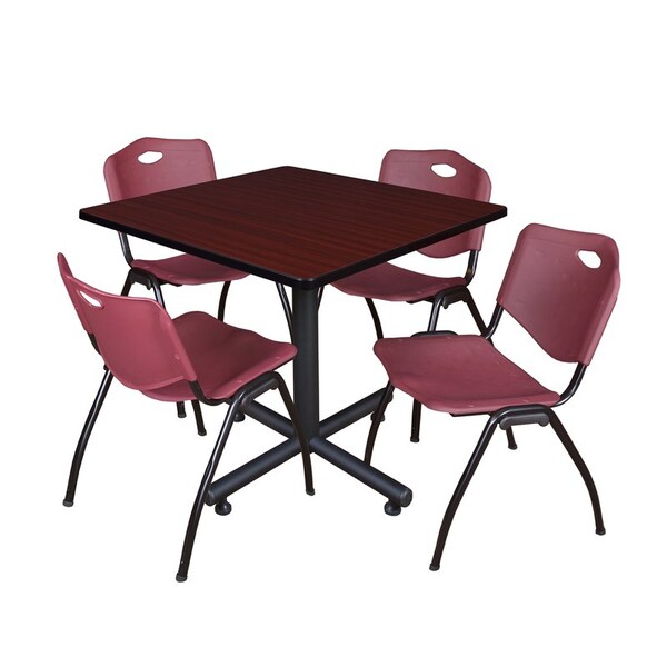 Kobe Square Tables > Breakroom Tables > Kobe Square Table & Chair Sets, Wood|Metal|Plastic Top, Mahogany - TKB4242MH47BY