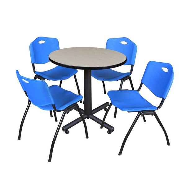 Kobe Round Tables > Breakroom Tables > Kobe Round Table & Chair Sets, Wood|Metal|Plastic Top, Maple - TKB30RNDPL47BE