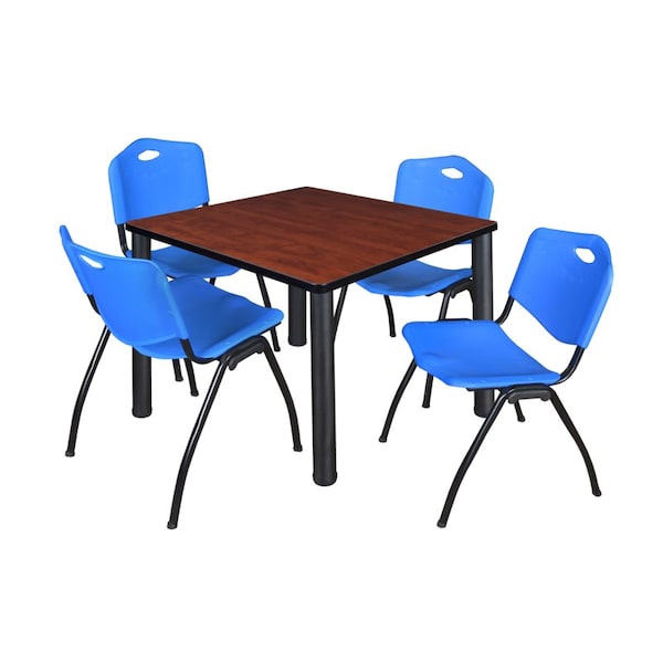 Kee Square Tables > Breakroom Tables > Kee Square Table & Chair Sets, Wood|Metal|Plastic Top, Cherry - TB3636CHBPBK47BE