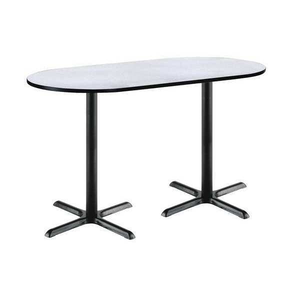 Kfi Racetrack Bistro Table, 72" W, 42" (Bar Height) H, Laminate Top, Gray Nebula - T3672R-B2025-BK-GYN-38