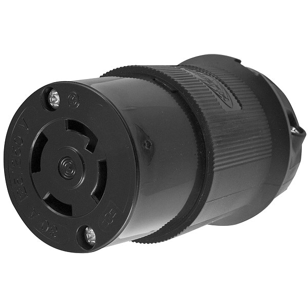 Hubbell 30A Locking Connector 3P 4W 125/250VAC L14-30R BK - HBL2713BK