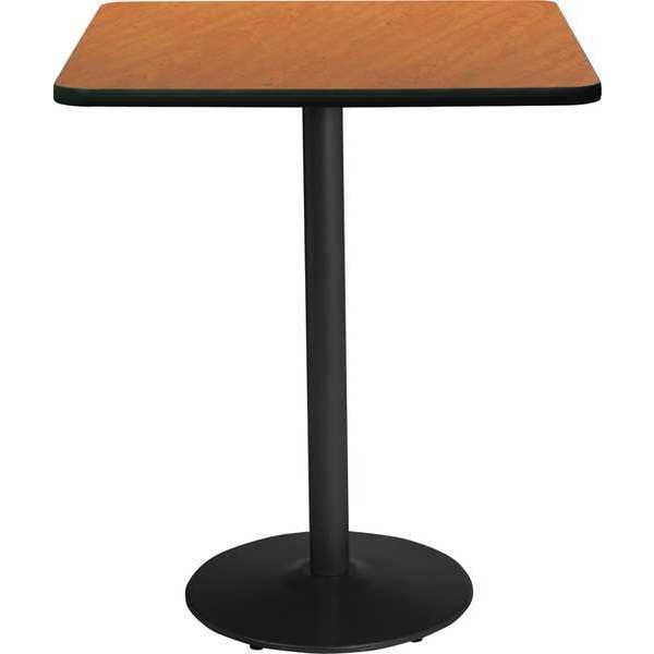 Kfi Square KFI 30" Square Breakroom Table with Medium Oak Top, Round Black Base, Bistro Height, 30 W - T30SQ-B1917-BK-MO-38