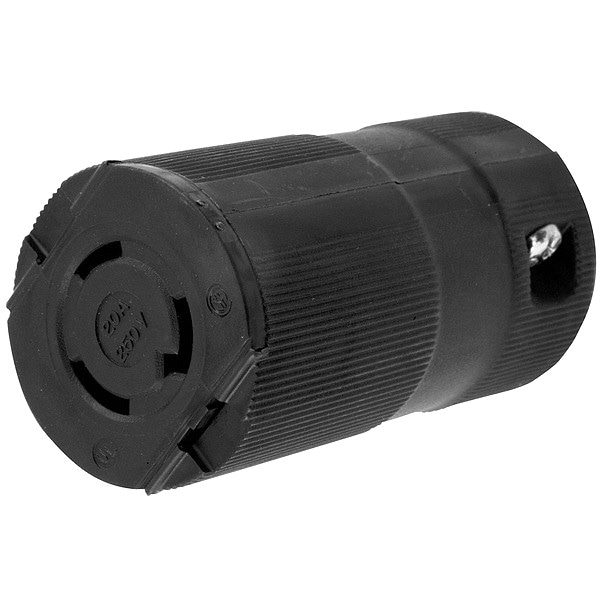 Hubbell 20A Midget Locking Connector 2P 3W 240VAC L6-20R BK - HBL2323VBK