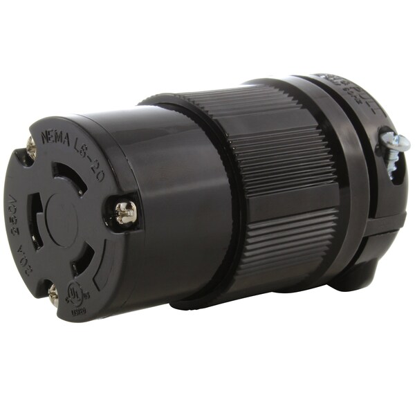 Ac Works NEMA L6-20R 20A 250V 3-Prong Locking Female Connector with UL, C-UL Approval in Black - ASL620R-BK