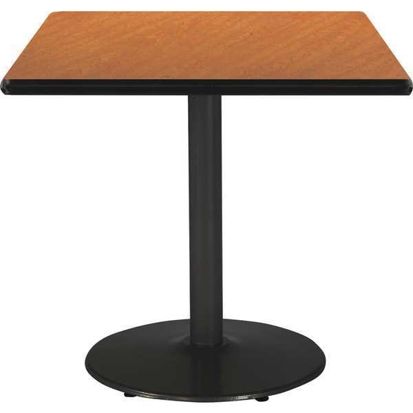 Kfi Square KFI 30" Square Breakroom Table with Medium Oak Top, Round Black Base, 30 W, 30 L, 29 H - T30SQ-B1917-BK-MO