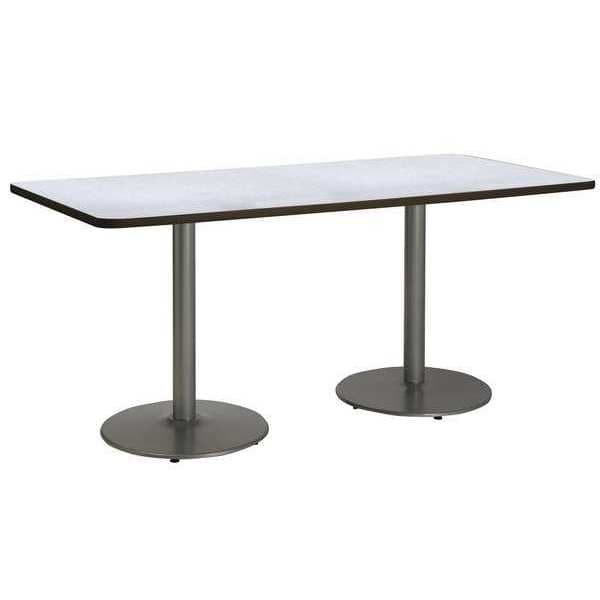 Kfi Rectangle KFI 36" x 72" Pedestal Table with Grey Nebula Top, Round Silver Base, 72 W, 36 L, 29 H - T3672-B1922-SL-GYN