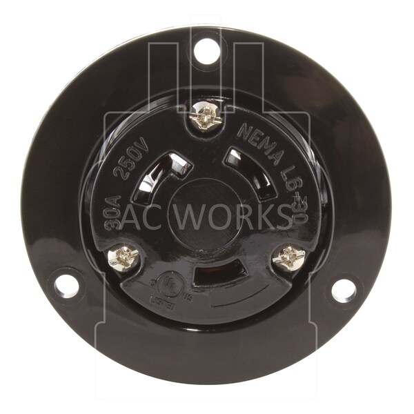 Ac Works 30A 250V L6-30R Flanged Outlet UL and C-UL Listed - ASOUL630R