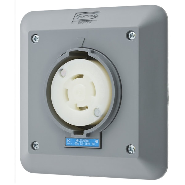 Hubbell 30A Locking Receptacle 3P 4W 250VAC L15-30R GY - HBL2720SR2