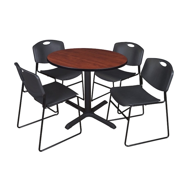 Cain Round Tables > Breakroom Tables > Cain Round Table & Chair Sets, Wood|Metal|Polypropylene Top - TB42RNDCH44BK