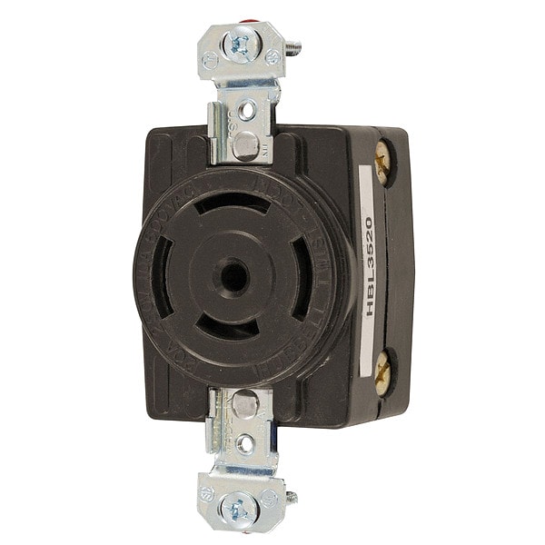 Hubbell 20/10A Twist-Lock Receptacle 4P 5W 250/600VAC BK - HBL3520
