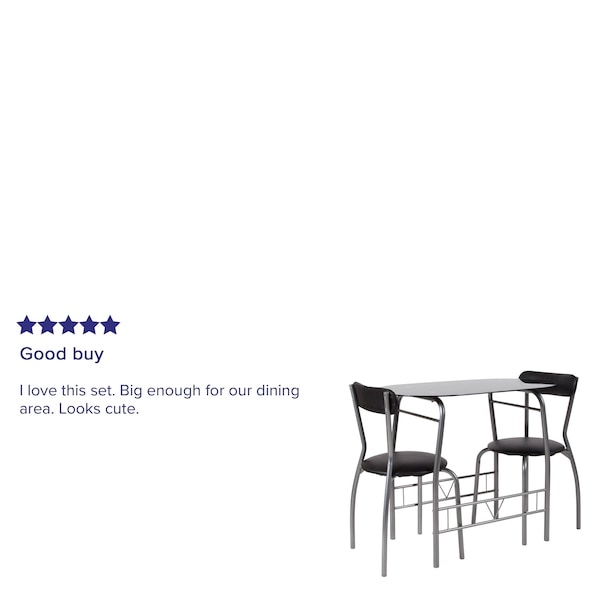 Flash Furniture Oval Bistro Table, 19.75" W, 35.5" L, 29.5" H, Glass Top, Black - XM-JM-A0278-1-2-BK-GG