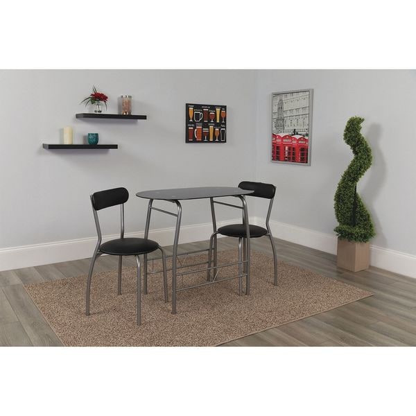 Flash Furniture Oval Bistro Table, 19.75" W, 35.5" L, 29.5" H, Glass Top, Black - XM-JM-A0278-1-2-BK-GG