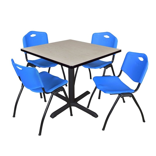 Cain Square Tables > Breakroom Tables > Cain Square Table & Chair Sets, Wood|Metal|Plastic Top, Maple - TB4242PL47BE