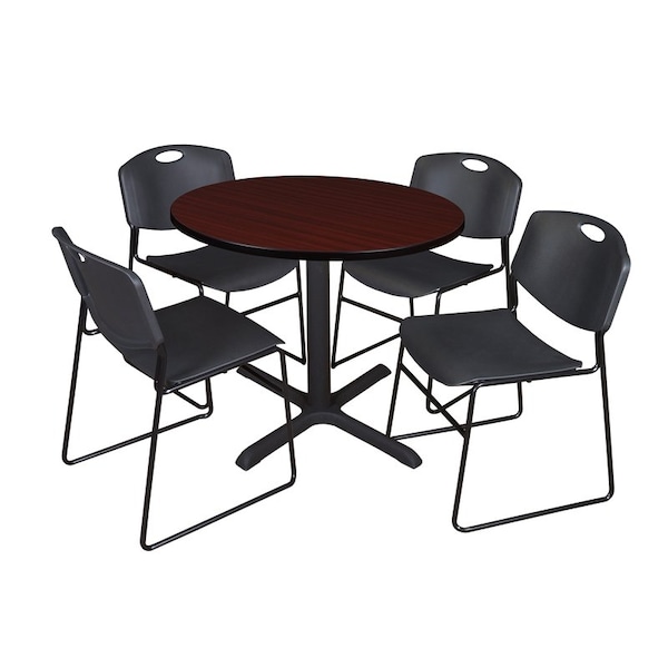 Cain Round Tables > Breakroom Tables > Cain Round Table & Chair Sets, Wood|Metal|Polypropylene Top - TB36RNDMH44BK