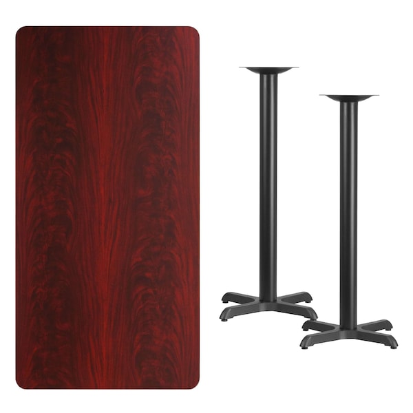 Flash Furniture Rectangle Laminate Table, 30" W, 60" L, 43.125" H, Laminate Top, Wood Grain - XU-MAHTB-3060-T2222B-GG