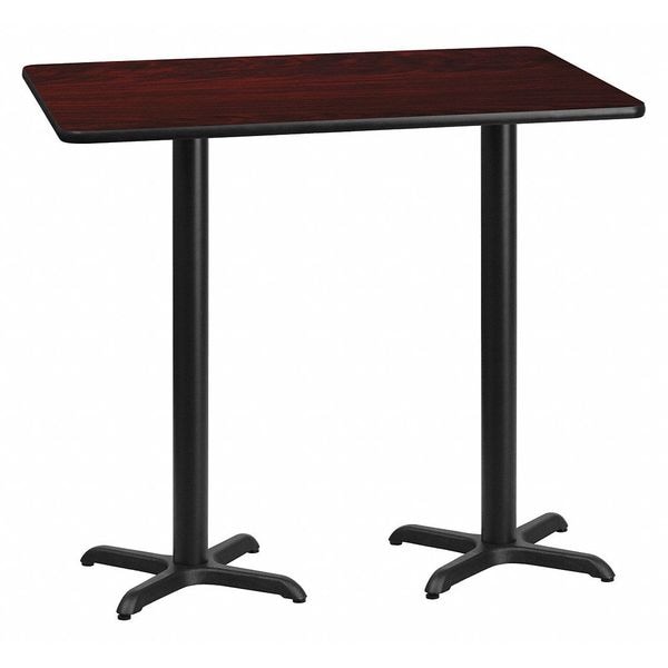 Flash Furniture Rectangle Laminate Table, 30" W, 60" L, 43.125" H, Laminate Top, Wood Grain - XU-MAHTB-3060-T2222B-GG