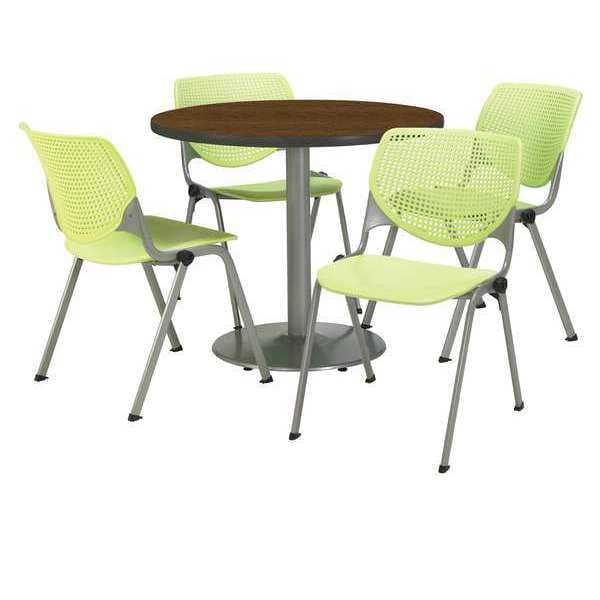Kfi Round Breakroom Table And Chair Set, 31"(Chair) H, Laminate Top, Walnut - T42RD-B1922SL-WL-2300-P14.JPG