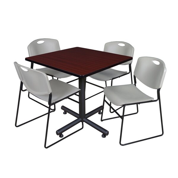 Kobe Square Tables > Breakroom Tables > Kobe Square Table & Chair Sets, Wood|Metal|Polypropylene Top - TKB4242MH44GY