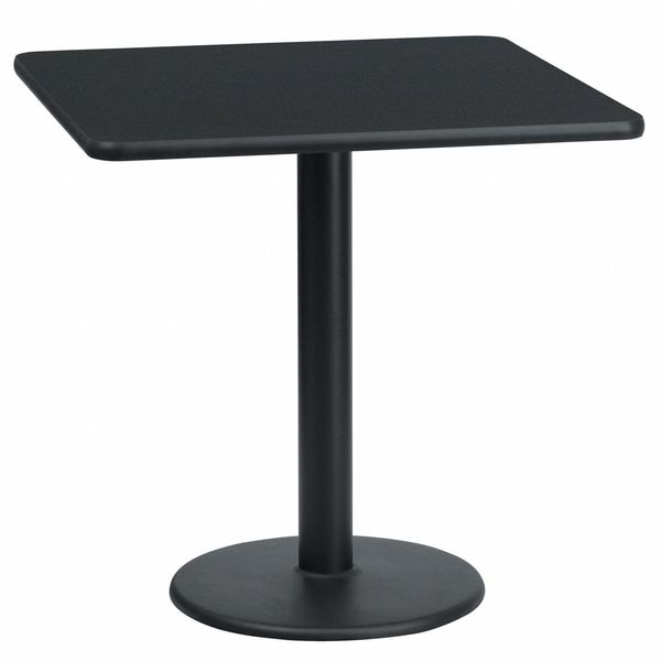 Flash Furniture Square Laminate Table, 24" W, 24" L, 31.125" H, Laminate Top, Wood Grain - XU-BLKTB-2424-TR18-GG