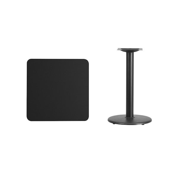 Flash Furniture Square Laminate Table, 24" W, 24" L, 31.125" H, Laminate Top, Wood Grain - XU-BLKTB-2424-TR18-GG