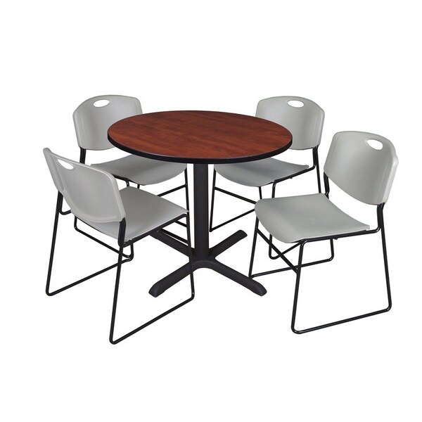Cain Round Tables > Breakroom Tables > Cain Round Table & Chair Sets, Wood|Metal|Polypropylene Top - TB36RNDCH44GY