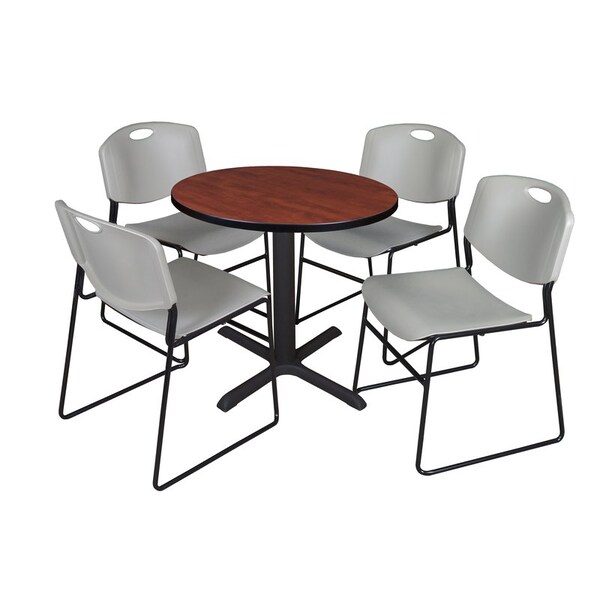 Cain Round Tables > Breakroom Tables > Cain Round Table & Chair Sets, Wood|Metal|Polypropylene Top - TB30RNDCH44GY