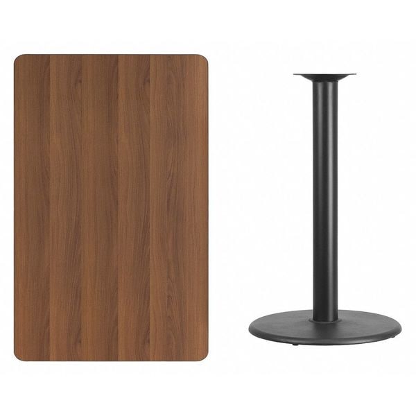 Flash Furniture Rectangle Walnut Table, Rctngl w/Round Base, 30"x48", 30" W, 48" L, 43.125" H, Laminate Top - XU-WALTB-3048-TR24B-GG