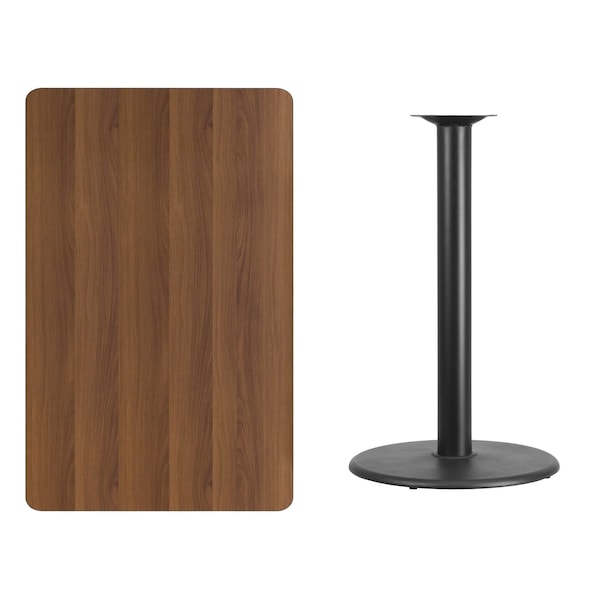 Flash Furniture Rectangle Walnut Table, Rctngl w/Round Base, 30"x48", 30" W, 48" L, 43.125" H, Laminate Top - XU-WALTB-3048-TR24B-GG