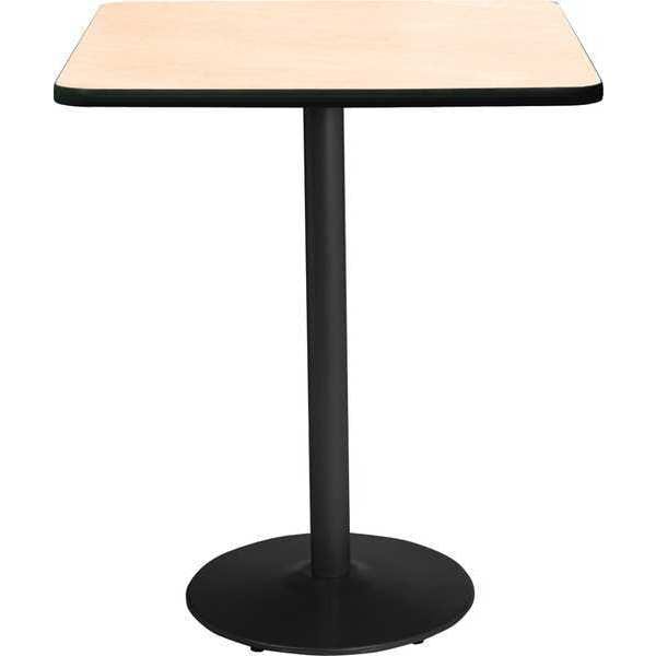Kfi Square KFI 42" Square Breakroom Table with Natural Top, Round Black Base, Bistro Height, 42 W, 42 L - T42SQ-B1922-BK-NA-38
