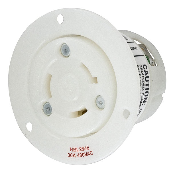 Hubbell 30A Flanged Twist-Lock Receptacle 2P 3W 480VAC - HBL2646