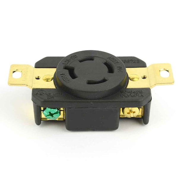 Superior Electric Twist Lock Wall Mount Electrical Receptacle 4 Wire, 20 Amps, 250V, NEMA L15-20R - YGP026F