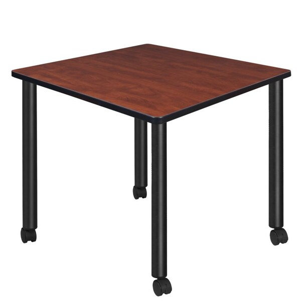Regency Kee Mobile Tables, 36 W, 36 L, 29 H, Wood, Metal Top, Cherry - TBMC3636CHBK