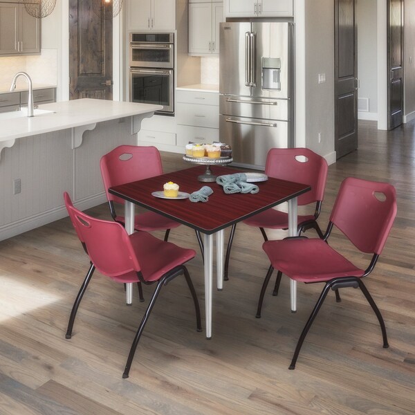 Regency Kahlo Square Table & Chair Sets, 42 W, 42 L, 29 H, Wood, Metal, Plastic Top, Mahogany - TPL4242MHCM47BY