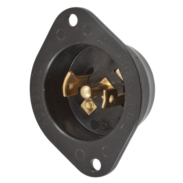 Hubbell Wiring Device-Kellems Locking Devices, Midget Twist-Lock®, Industrial, Flanged Inlet, 15A 125/250V AC, 3-Pole 3-Wire Non Grounding, NEMA ML-3P, Screw Terminal Nylon Flange. - HBL7486N