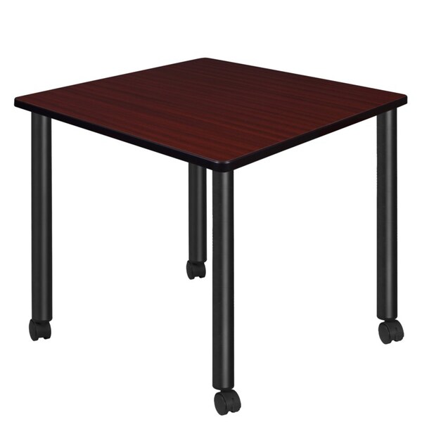 Regency Kee Mobile Tables, 42 W, 42 L, 29 H, Wood, Metal Top, Mahogany - TBMC4242MHBK
