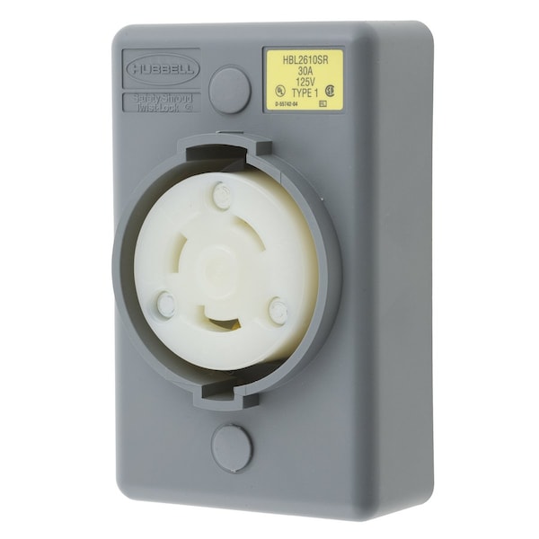Hubbell 30A Twist-Lock Receptacle 2P 3W 125VAC L5-30R GY - HBL2610SR